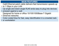 Eaton N204-001-BL-UD Up/Down-Angle Cat6 Gigabit Molded UTP Ethernet Cable RJ45