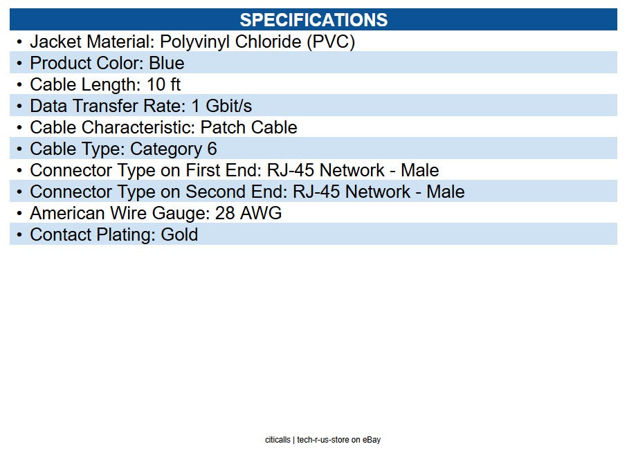 Eaton N204-S10-BL-DN Down-Angle Cat6 Gigabit Molded Slim UTP Ethernet Cable RJ45
