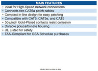 Eaton N234-001-WH CAT6 Straight-Through Modular Compact In-Line Coupler RJ45 F/F