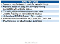 Eaton N235-001-6A CAT6A Straight-Through Modular In-Line Snap-In Coupler, RJ45