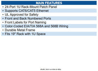 Eaton N252-024 24Port 1U Rack-Mount CAT6/CAT5 110 Patch Panel 568B RJ45 Ethernet