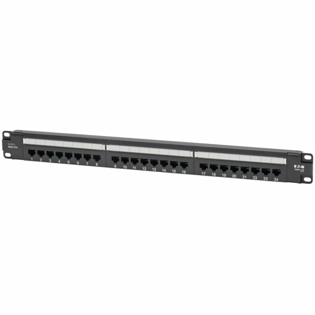 Eaton N252-P24 24-Port Cat6 Patch Panel 4PPoE Compliant, 110/Krone, 568A/B, RJ45