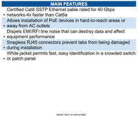 Eaton N272-F02-WH Cat8 40G Snagless SSTP Ethernet Cable (RJ45 M/M), PoE, White