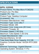 Dell N35W6 Pro Max FCM2250 Desktop Computer - Intel Core Ultra 7 265
