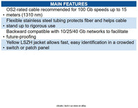 Eaton N370-15M-AR 100G Duplex Singlemode 9/125 OS2 Armored Fiber Optic Cable
