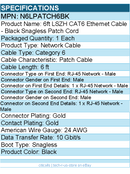 StarTech N6LPATCH6BK 6ft (1.8m) CAT6 Ethernet Cable - Patch Cable - Black