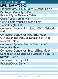 StarTech N6PAT3BKS 3ft CAT6 Cable - Slim CAT6 Patch Cord - Black