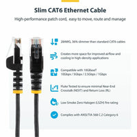 StarTech N6PAT3BKS 3ft CAT6 Cable - Slim CAT6 Patch Cord - Black