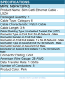 StarTech N6PAT3PKS 3ft Pink Slim CAT6 Ethernet Cable, Slim Snagless RJ45
