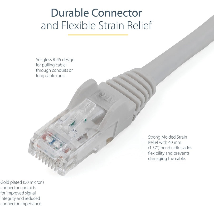 StarTech N6PATCH10GR 10ft CAT6 Ethernet Cable - Gray Snagless Gigabit