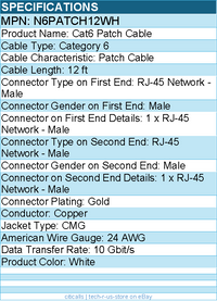 StarTech N6PATCH12WH 12ft CAT6 Ethernet Cable - White Snagless Gigabit