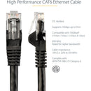 StarTech N6PATCH14BK 14ft CAT6 Ethernet Cable - Black Snagless Gigabit