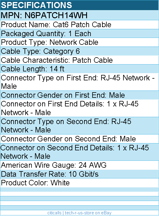 StarTech N6PATCH14WH 14ft CAT6 Ethernet Cable - White Snagless Gigabit