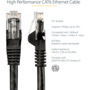 StarTech N6PATCH25BK Cat6 Patch Cable with Snagless RJ45 Connectors 25ft Black