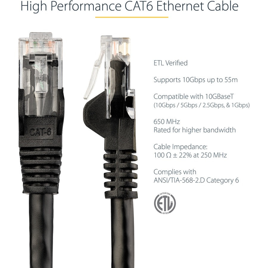 StarTech N6PATCH25BK Cat6 Patch Cable with Snagless RJ45 Connectors 25ft Black