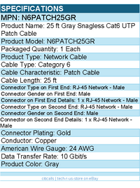 StarTech N6PATCH25GR 25ft CAT6 Ethernet Cable - Gray Snagless Gigabit