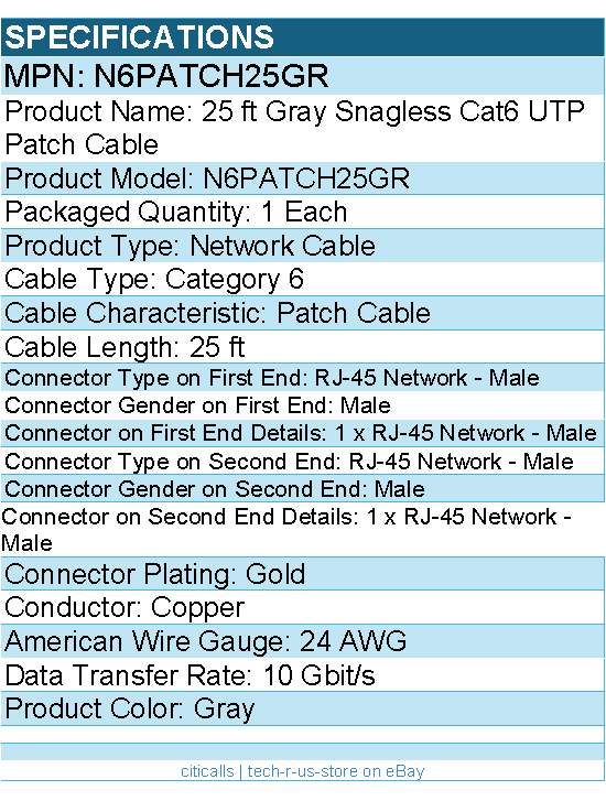StarTech N6PATCH25GR 25ft CAT6 Ethernet Cable - Gray Snagless Gigabit