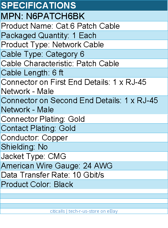 StarTech N6PATCH6BK 6ft CAT6 Ethernet Cable - Black Snagless Gigabit