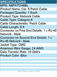StarTech N6PATCH6BL 6ft CAT6 Ethernet Cable - Blue Snagless Gigabit