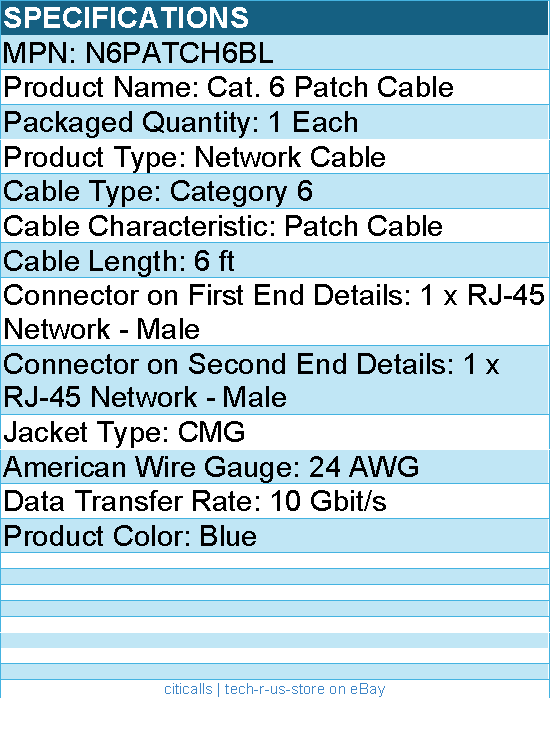 StarTech N6PATCH6BL 6ft CAT6 Ethernet Cable - Blue Snagless Gigabit