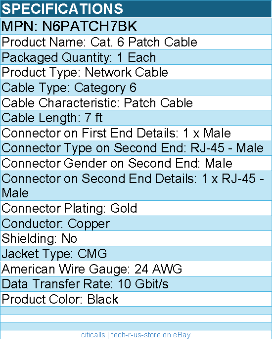 StarTech N6PATCH7BK 7ft CAT6 Ethernet Cable - Black Snagless Gigabit