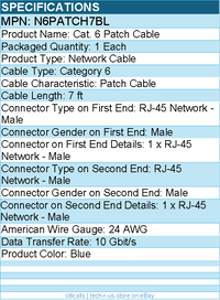 StarTech N6PATCH7BL 7ft CAT6 Ethernet Cable - Blue Snagless Gigabit