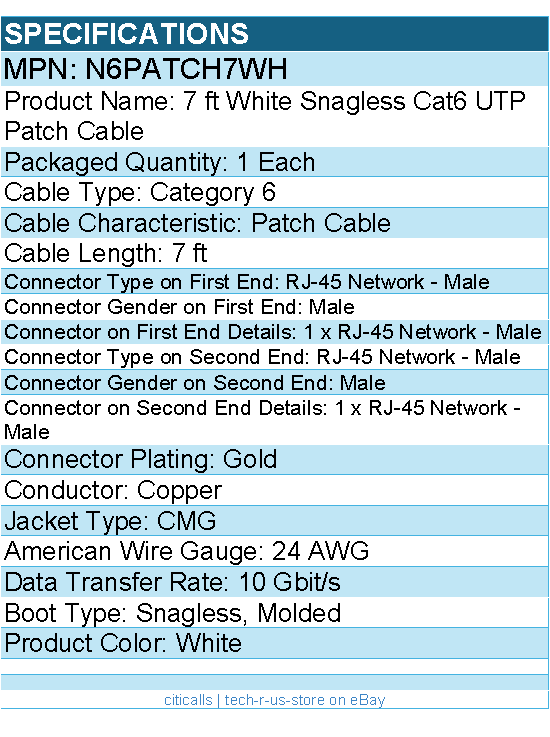 StarTech N6PATCH7WH 7ft CAT6 Ethernet Cable - White Snagless Gigabit