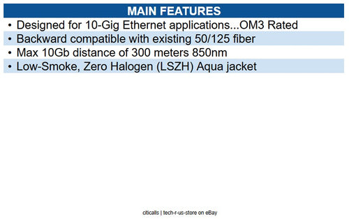 Eaton N816-03M 10Gb Duplex Multimode 50/125 OM3 LSZH Fiber Patch Cable (LC/SC)