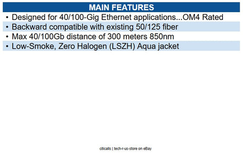 Eaton N820-01M-OM4 10Gb/100Gb Duplex Multimode 50/125 OM4 LSZH Fiber Patch Cable