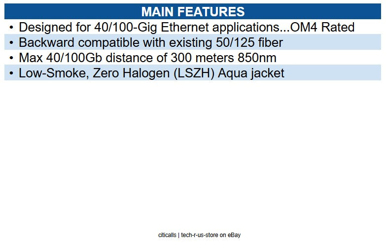 Eaton N820-01M-OM4 10Gb/100Gb Duplex Multimode 50/125 OM4 LSZH Fiber Patch Cable
