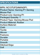 ASUS NC13TUFGAMINGP1 TUF Gaming P1 Gaming Mouse Pad