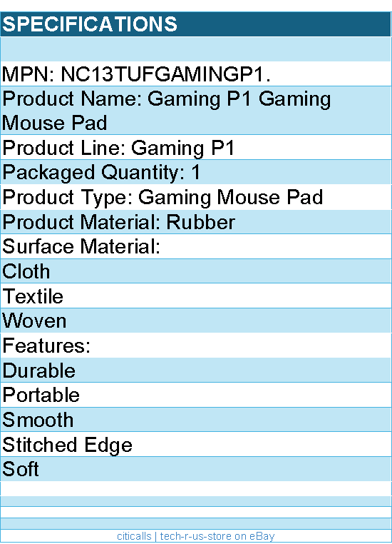 ASUS NC13TUFGAMINGP1 TUF Gaming P1 Gaming Mouse Pad