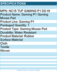 ASUS NC15 TUF GAMING P1 DS HI TUF Gaming P1 Mouse Pad - Rubber - Water Resistant