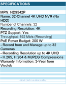 Vivotek ND9542P 32-CH H.265 Embedded PoE Network Video Recorder
