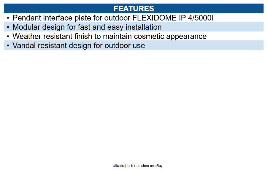 IQSIGHT NDA-5030-PIP Pendant Interface Plate NDE-4/5000 for Outdoor FLEXIDOME IP