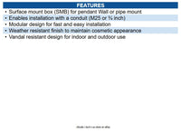 IQSIGHT NDA-U-PSMB Surface Mount Box for M25/0.75" Pendant or Pipe Mount