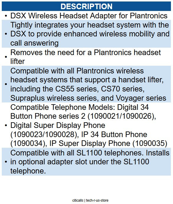 NEC NEC-1091054 Wireless Headset Adapter BE113158