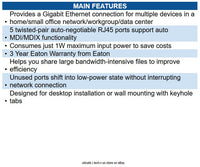 Eaton NG5-1 5-Port 10/100/1000 Mbps Desktop Gigabit Ethernet Unmanaged Switch