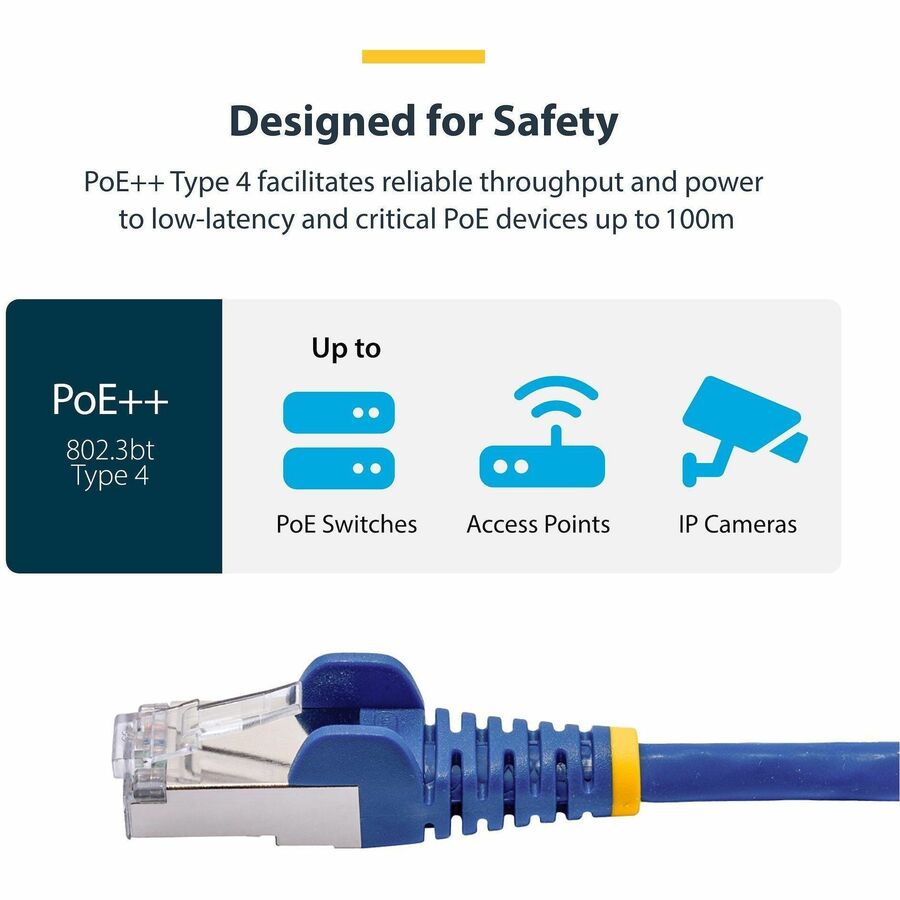 StarTech NLBL-10F-CAT8-PATCH 10ft Blue CAT8 Ethernet Cable, Snagless RJ45