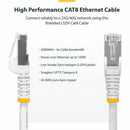 StarTech NLWH25FCAT8PATCH 25ft White CAT8 Ethernet Cable, Snagless RJ45