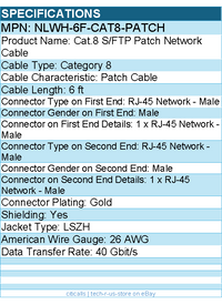 StarTech NLWH-6F-CAT8-PATCH 6ft White CAT8 Ethernet Cable, Snagless RJ45