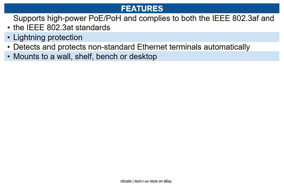 IQSIGHT NPD-6001B High POE Midspan, 60W, Single Port, AC in