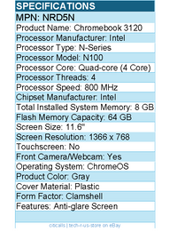 Dell NRD5N Chromebook 3000 3120 11.6" Clamshell - Intel Chipset - 1366 x 768