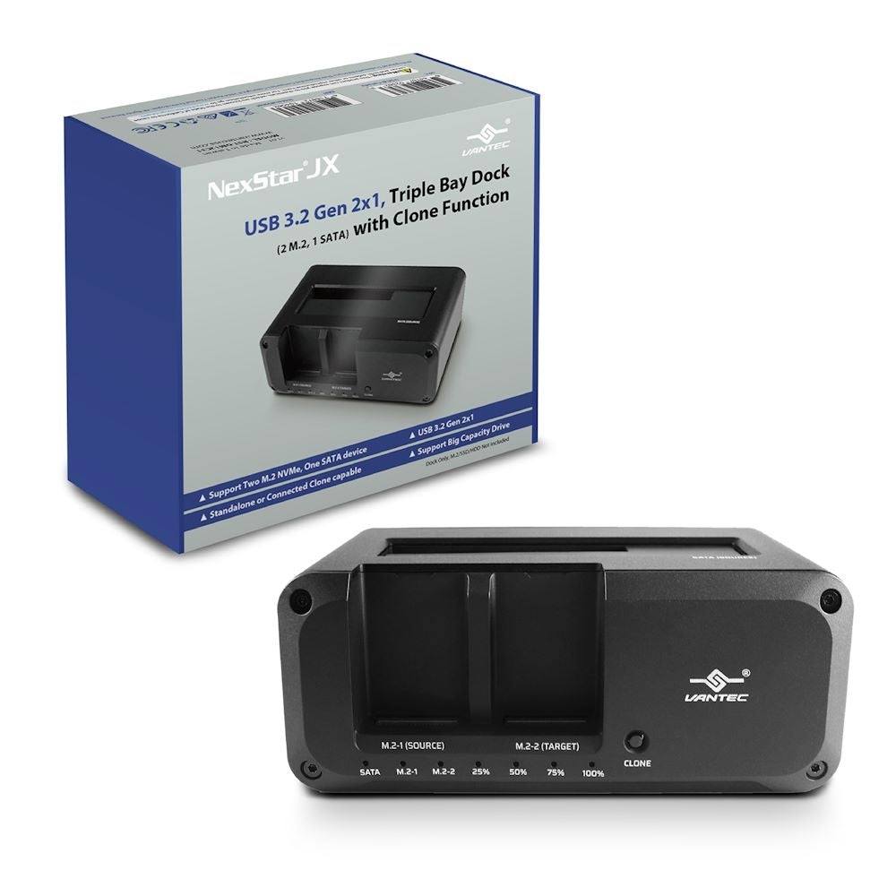 Vantec NST-DM12C31 NexStar JX USB3.2 Gen2x1 Triple Bay Dock with Clone Function