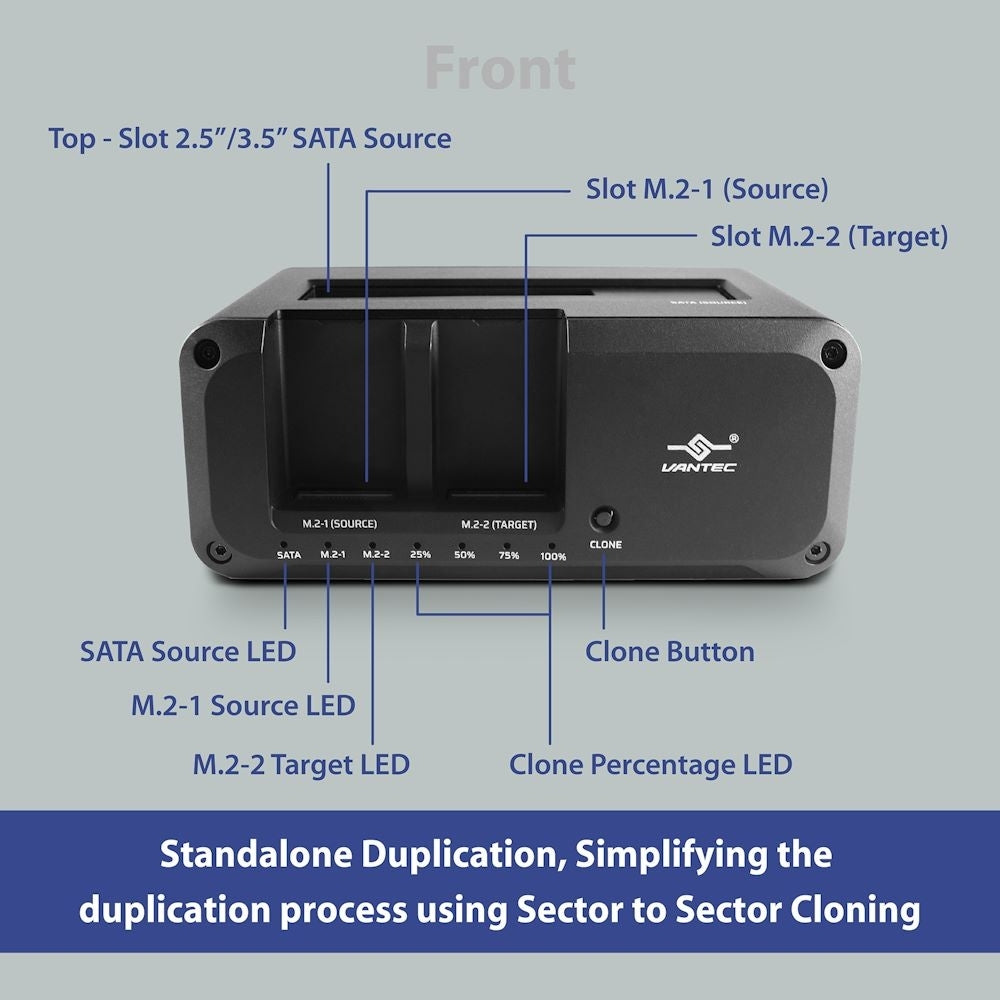Vantec NST-DM12C31 NexStar JX USB3.2 Gen2x1 Triple Bay Dock with Clone Function