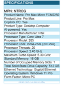Dell NTRCG Pro Max FCM2250 Desktop Computer - Intel Core Ultra 7 265
