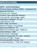 Adesso NUSCAN2600U - Handheld 2D Barcode Scanner - 30 scan/s - 1D, 2D