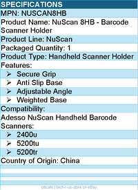 Adesso NUSCAN8HB - Barcode Scanner Holder for NuScan Handheld Barcode Scanners