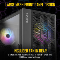 Antec NX200M RGB, Large Mesh Front Panel, USB3.0 - Mini-Tower M-ATX Gaming Case