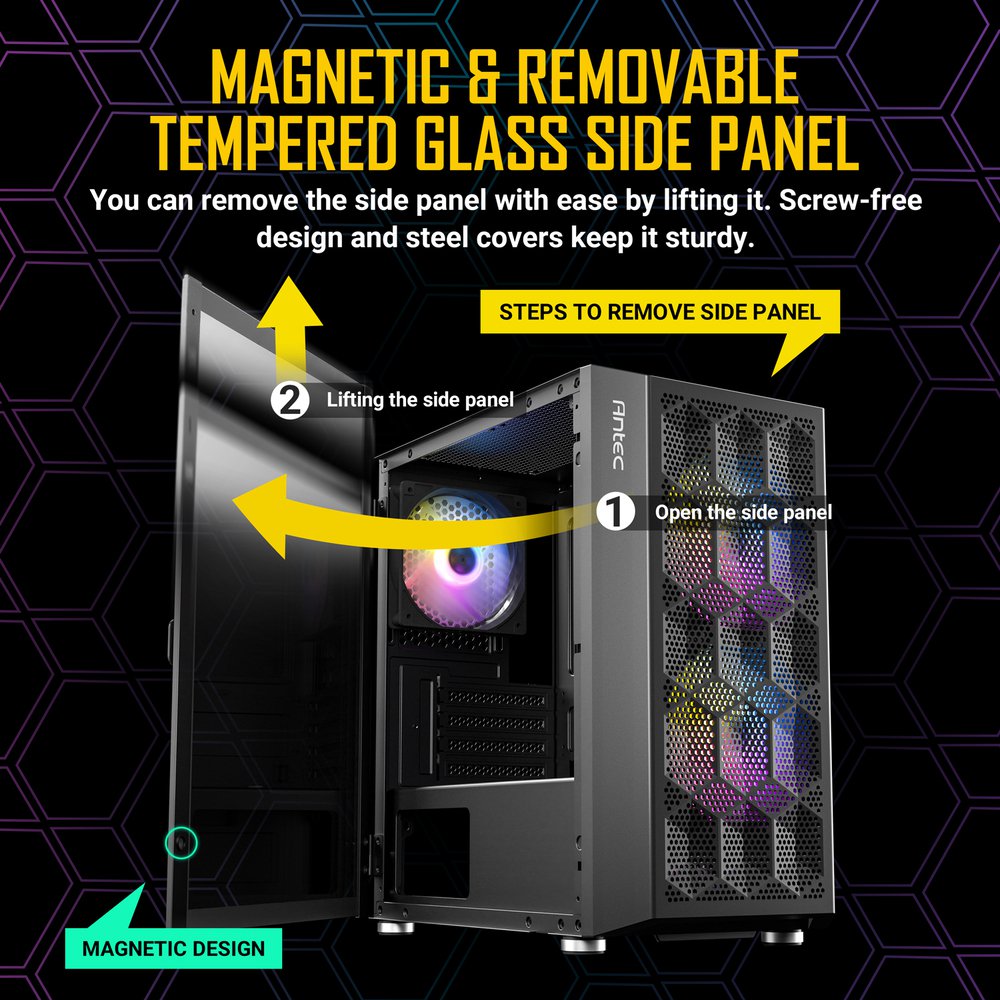 Antec NX200M RGB, Large Mesh Front Panel, USB3.0 - Mini-Tower M-ATX Gaming Case